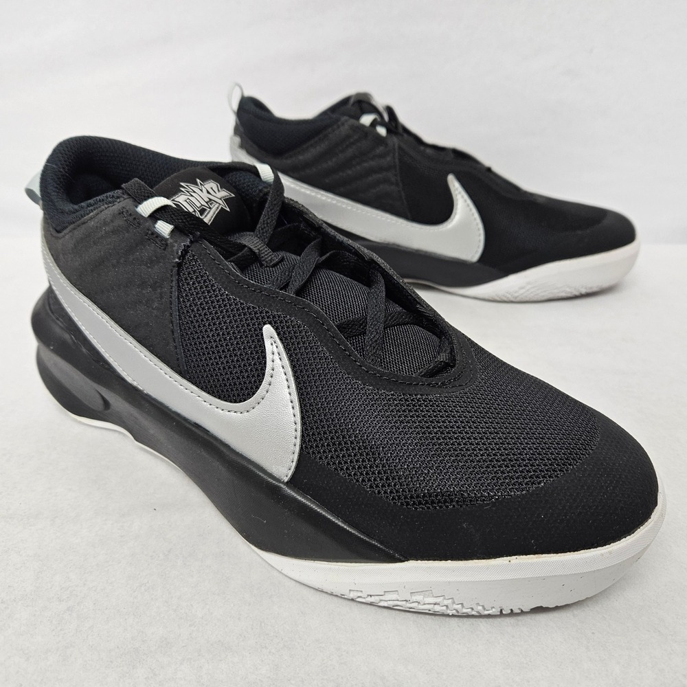 Nike‎ Team Hustle D 10 Basketball Shoes CW6735-004 Black Silver Kid's Size 6.5
